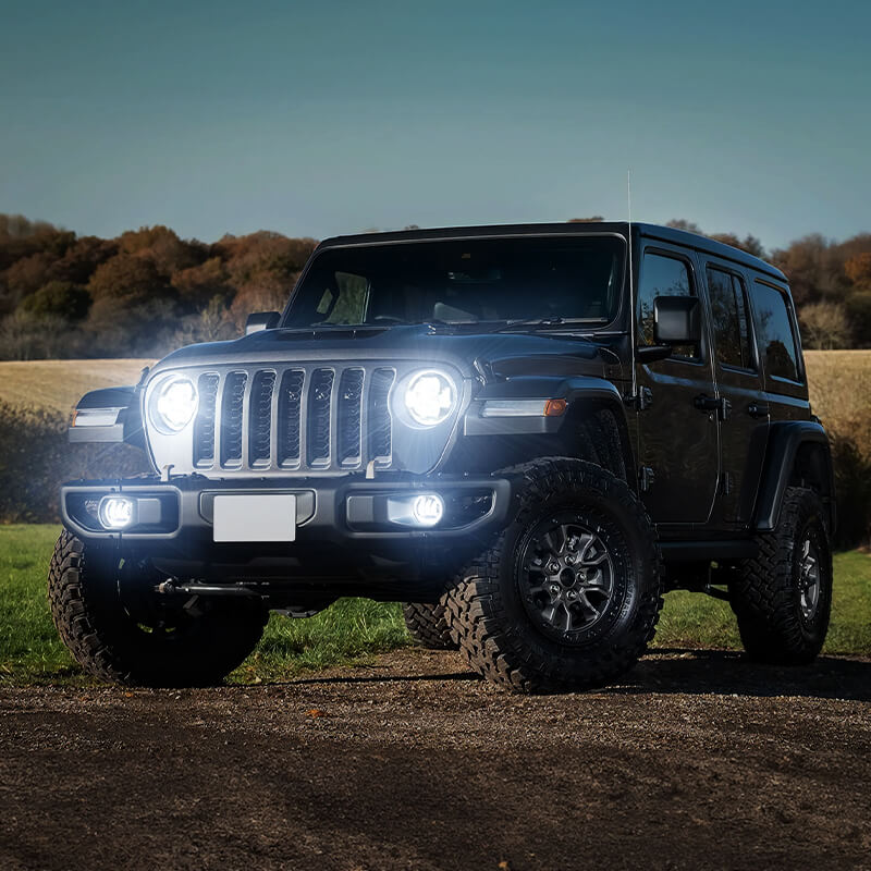 JL Mega Bundle - 9 Inch LED Halo Headlights with Turn Signals, Fogs, Tail Lights, Brake Lights For Jeep Wrangler JL