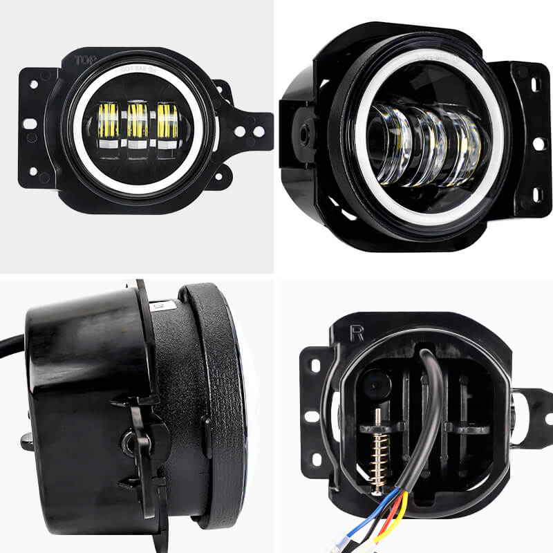 JL Mega Bundle - Faros delanteros LED Halo de 9 pulgadas con señales de giro, antiniebla, luces traseras, luces de freno para Jeep Wrangler JL