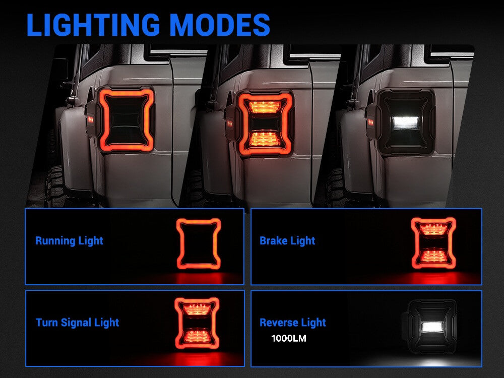JL Mega Bundle - Faros delanteros LED Halo de 9 pulgadas con señales de giro, antiniebla, luces traseras, luces de freno para Jeep Wrangler JL