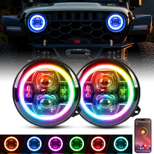9" LED RGB Jeep Headlights with White Halo for 2018-2025 Wrangler JL & Gladiator JT