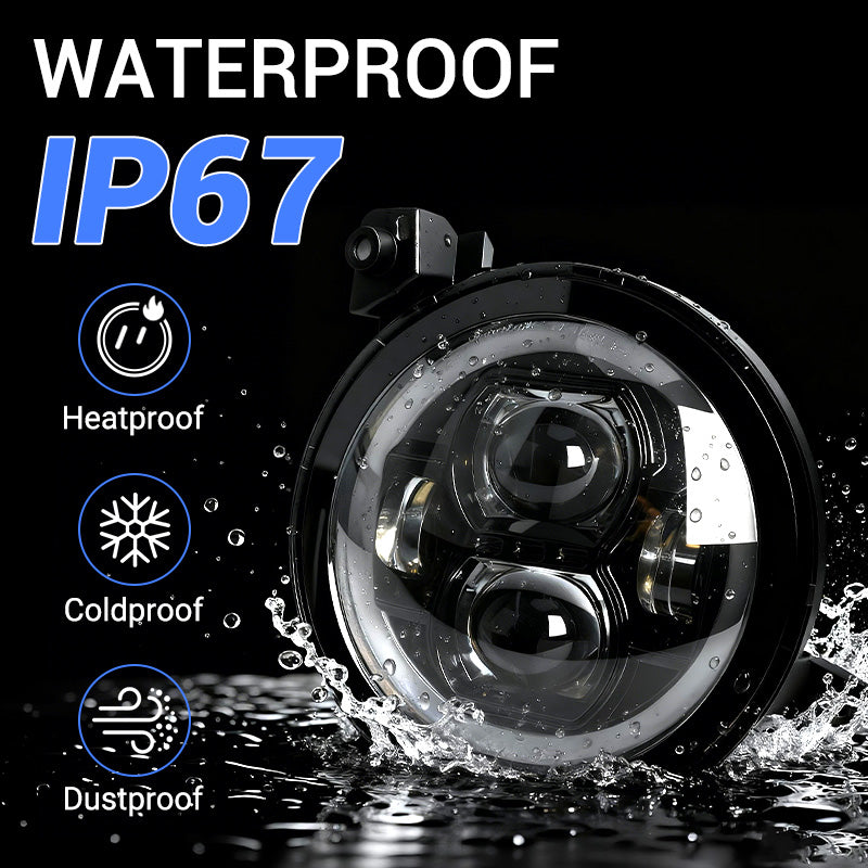 9" LED RGB Jeep Headlights with White Halo for 2018-2025 Wrangler JL & Gladiator JT