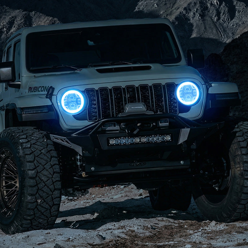 9" LED RGB Jeep Headlights with White Halo for 2018-2025 Wrangler JL & Gladiator JT