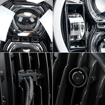 9" LED RGB Jeep Headlights with White Halo for 2018-2025 Wrangler JL & Gladiator JT