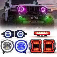 JL Mega Bundle - 9 Inch LED RGB Halo Headlights, RGB Fogs, Tail Lights, Brake Lights For Jeep Wrangler JL