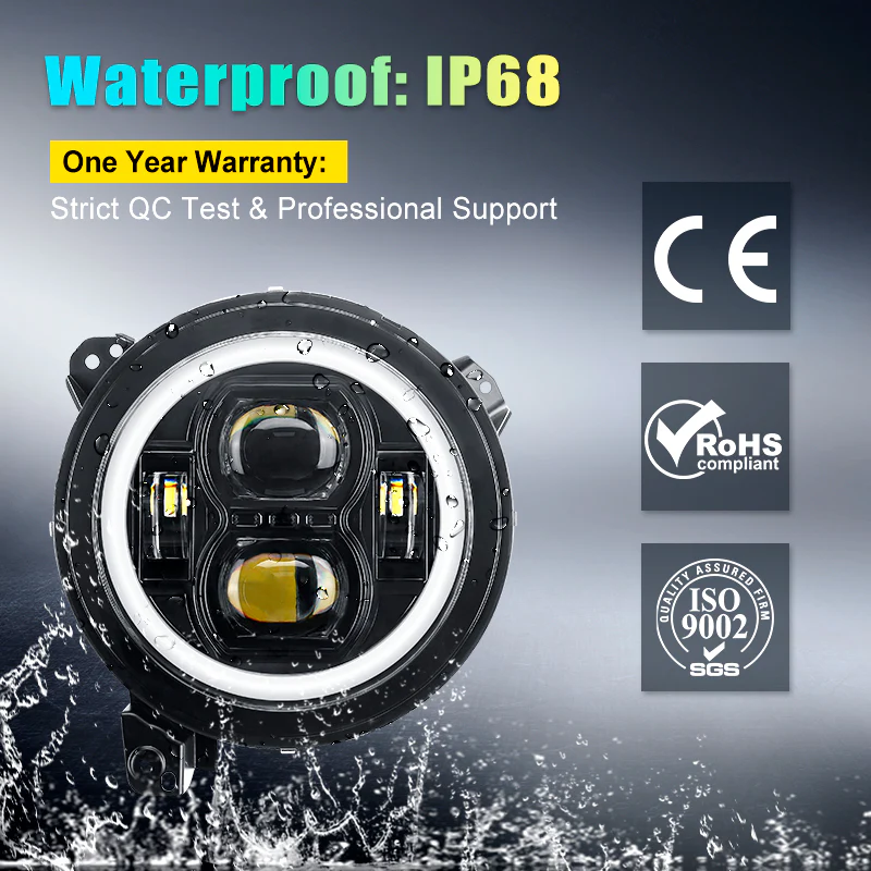 JL Mega Bundle - 9 Inch LED RGB Halo Headlights, RGB Fogs, Tail Lights, Brake Lights For Jeep Wrangler JL