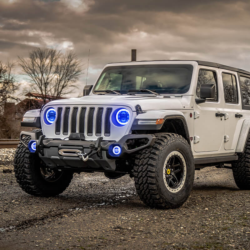 Multi-function 9" LED RGBW Headlights & RGBW Fog Lights for 2018-2025 Jeep JL and JT