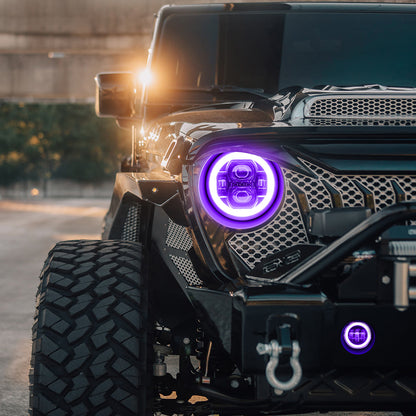 Multi-function 9" LED RGBW Headlights & RGBW Fog Lights for 2018+ Jeep JL and JT