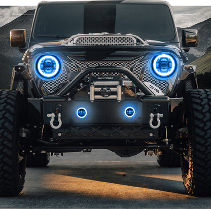 Multi-function 9" LED RGBW Headlights & RGBW Fog Lights for 2018+ Jeep JL and JT