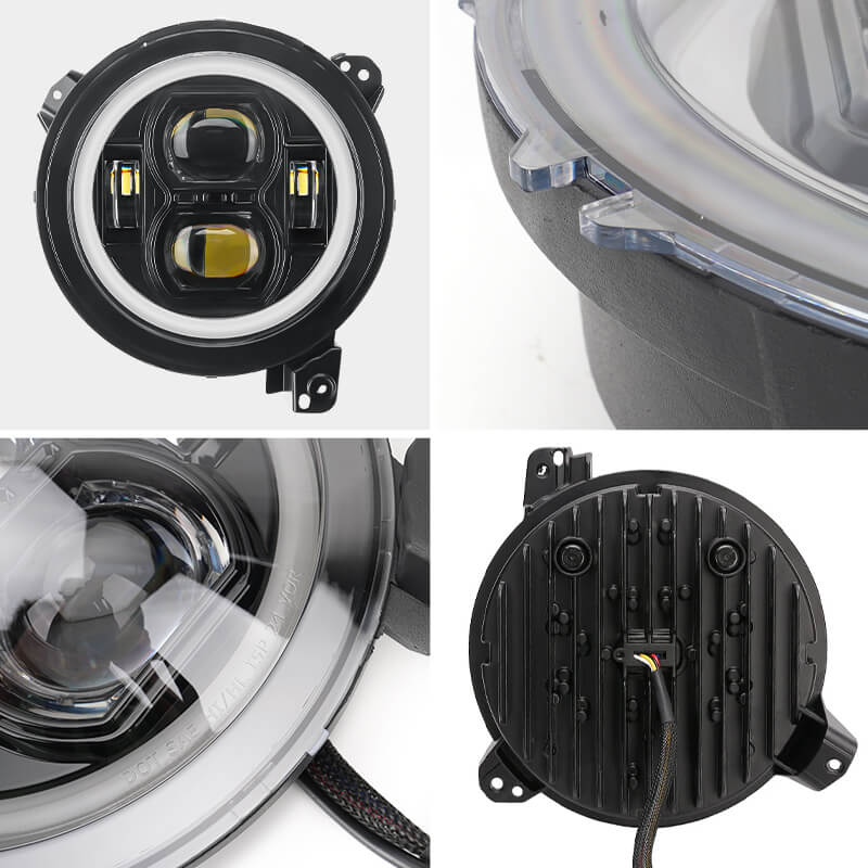 Multi-function 9" LED RGBW Headlights & RGBW Fog Lights for 2018-2025 Jeep JL and JT
