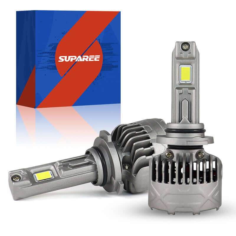 SP Pro Series 130W 9005 13000LM 6000K LED Headlight Bulbs with dual-sided chips and cooling fans, ideal for high-performance vehicle lighting upgrades.