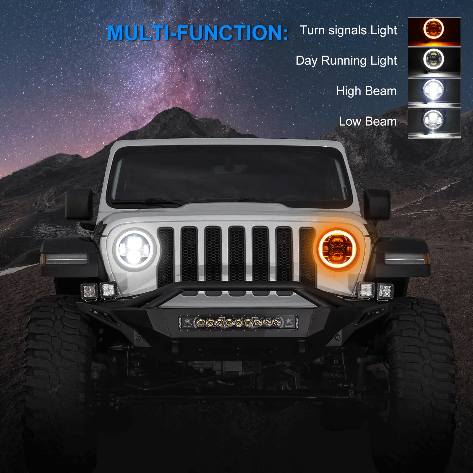 9" Halo LED Headlights With DRL & Amber Turn Signals & LED Halo Fog Lights For 2018+ Jeep Wrangler JL And Gladiator JT