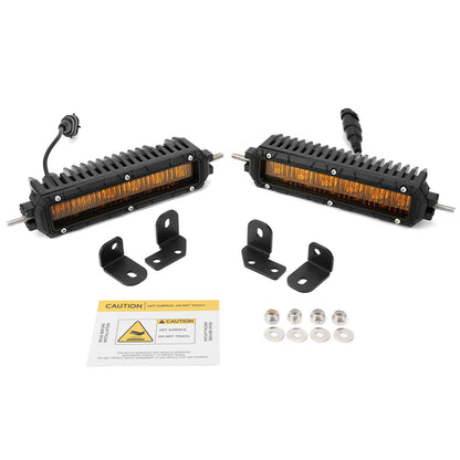A pair of Toyota Tundra aluminium amber bumper LED fog lamp covers