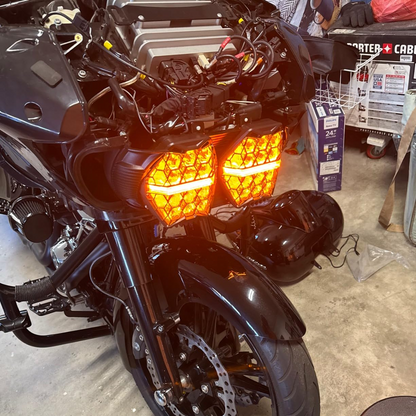 Amber DRL Honeycomb LED Dual Headlights