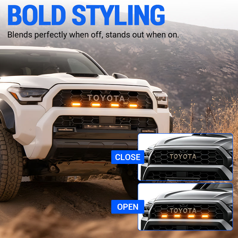 Raptor-Style Amber LED Grille Lights for 2025–2026 Toyota 4Runner TRD Pro / TRD Sport / TRD Off-Road