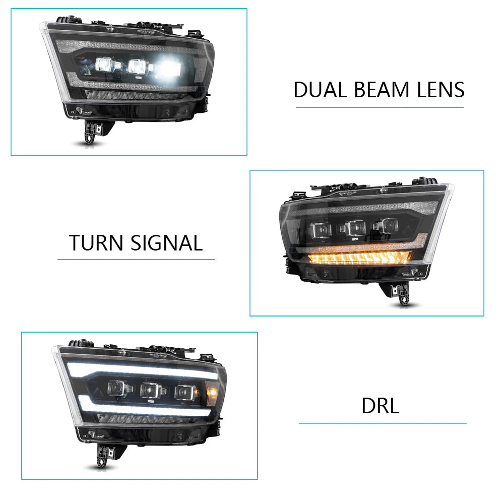 Amber LED Matrix Projector Headlamps for Dodge-RAM Features