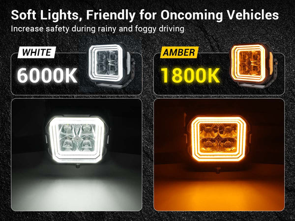 Amber and white LED light switchable work light