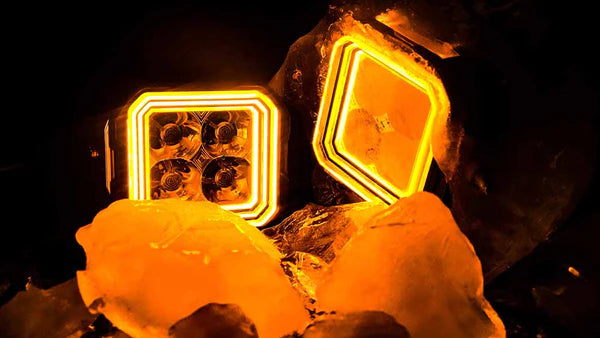 Amber and white pod lights