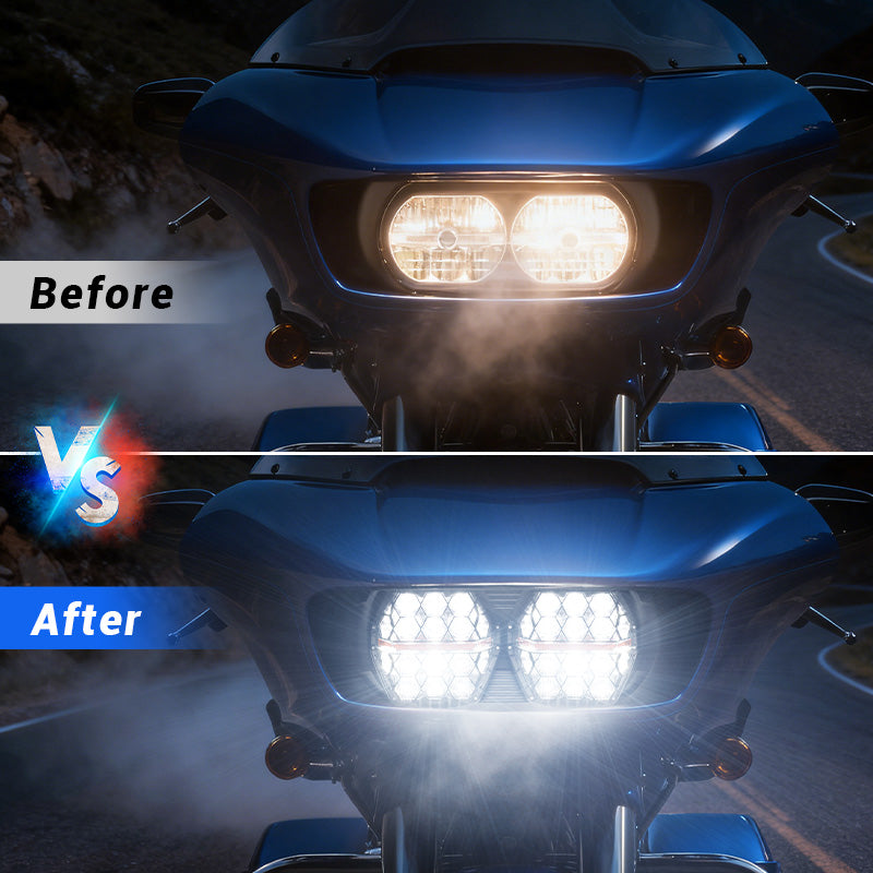 Amber DRL Honeycomb LED Dual Headlights for 2015-2024 Harley-Davidson Road Glide