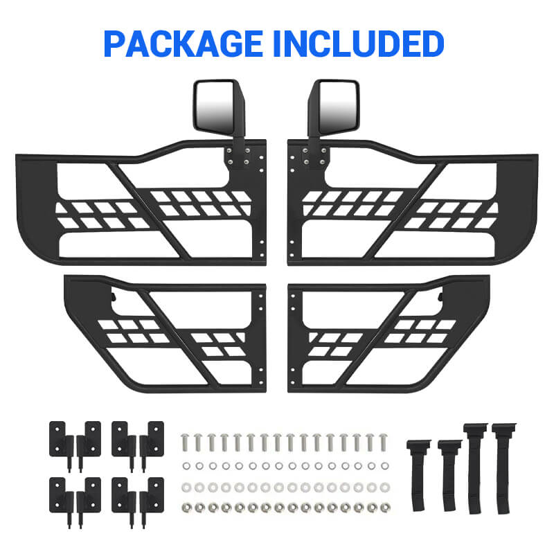Jeep Half Tube Doors with Side View Mirror for 2018-2025 Wrangler JL Gladiator JT