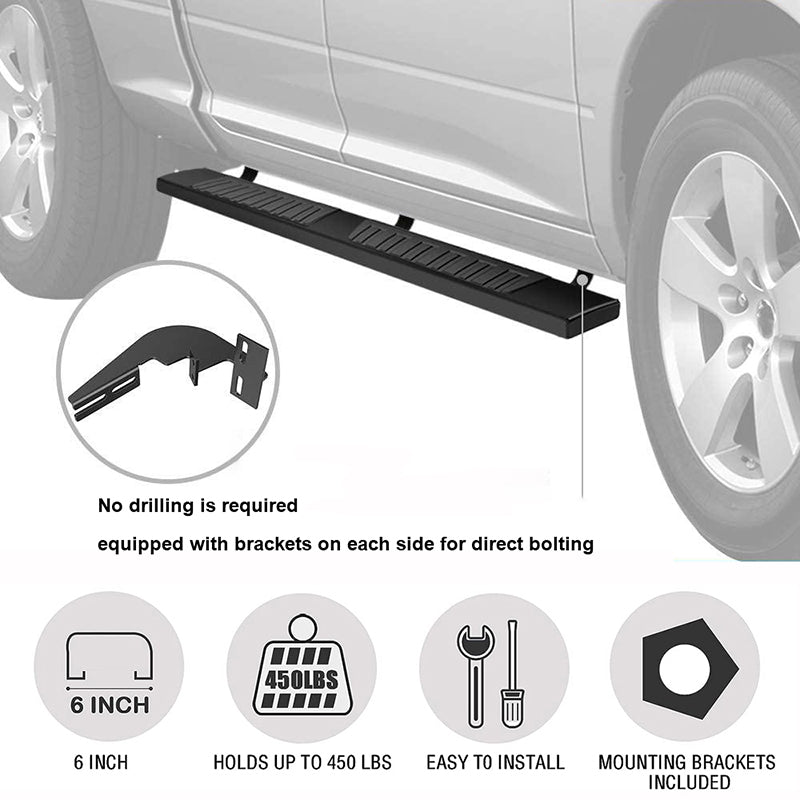 Aluminum Alloy Black Running Boards for Ford F150 2009-2019