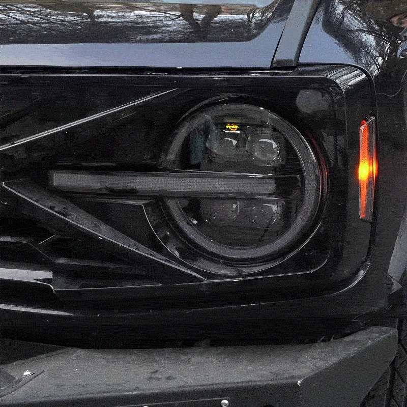 Bronco LED headlights with 4 grid projector
