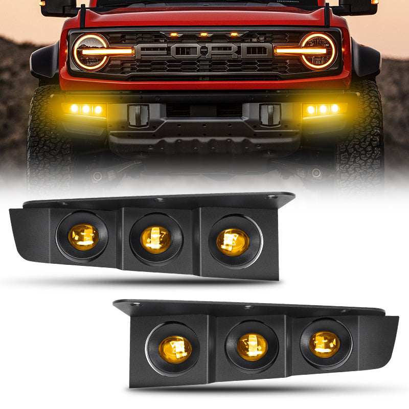 Amber Color Fog lights for Bronco modular bumper