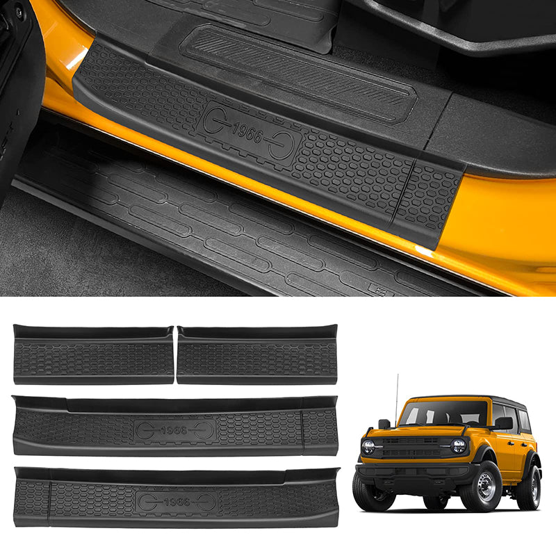 Black Rubber Door Sill Guards Kit for 2021-Later Ford Bronco