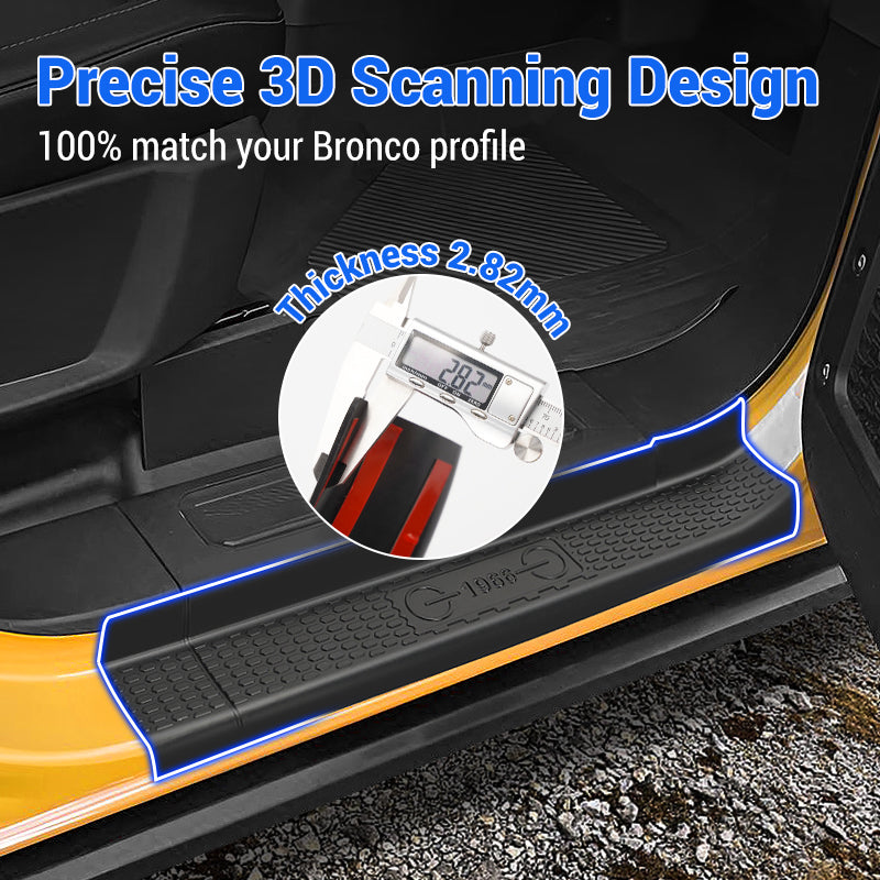Black Rubber Door Sill Guards Kit for 2021-Later Ford Bronco