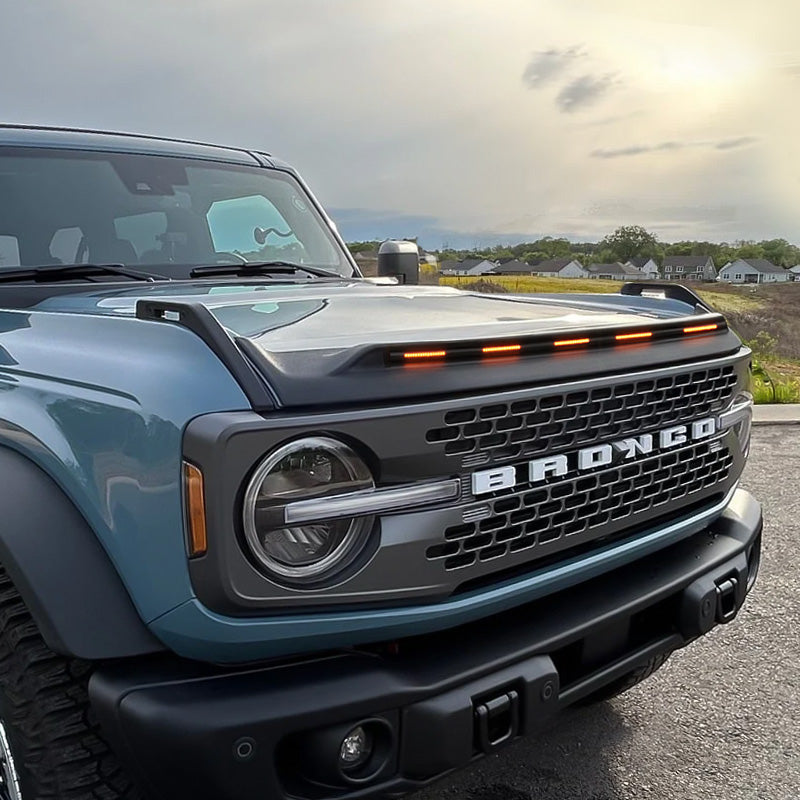 Protector de capó delantero con DRL y señales de giro para Ford Bronco 2021-2024