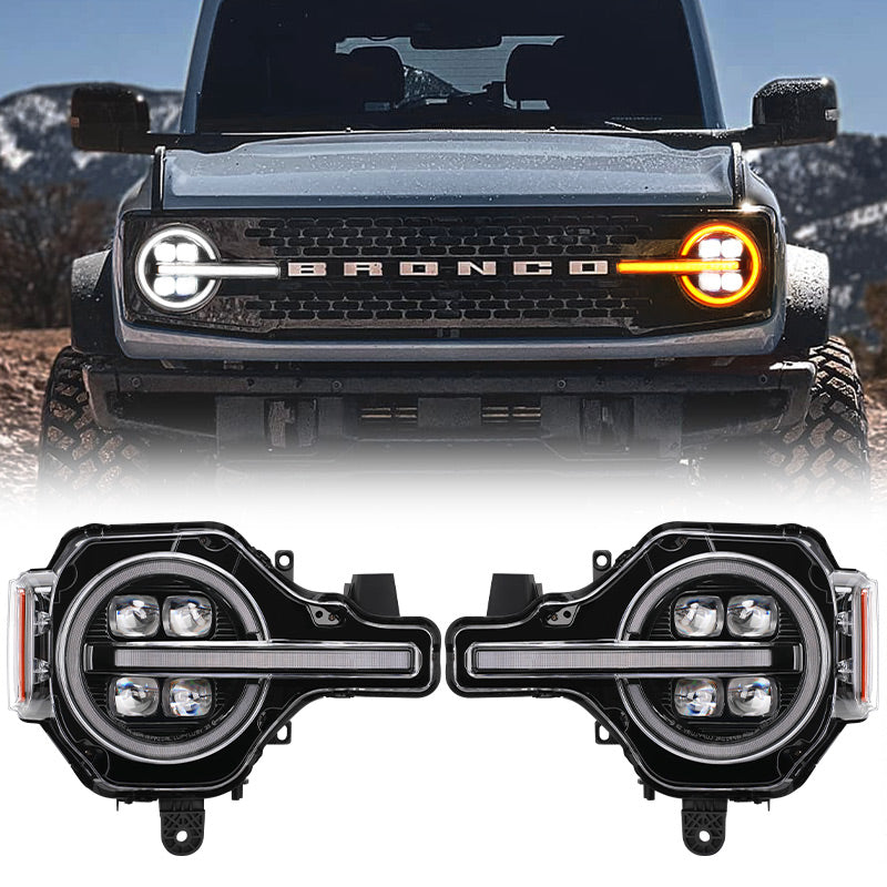 Full LED Projector Headlights for Ford Bronco 2021-2025 | DOT & SAE Approved