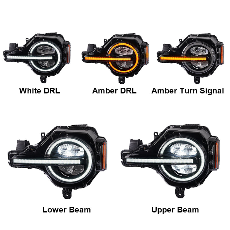 Ford Bronco LED Headlights Assembly with Sequential Turn Signals