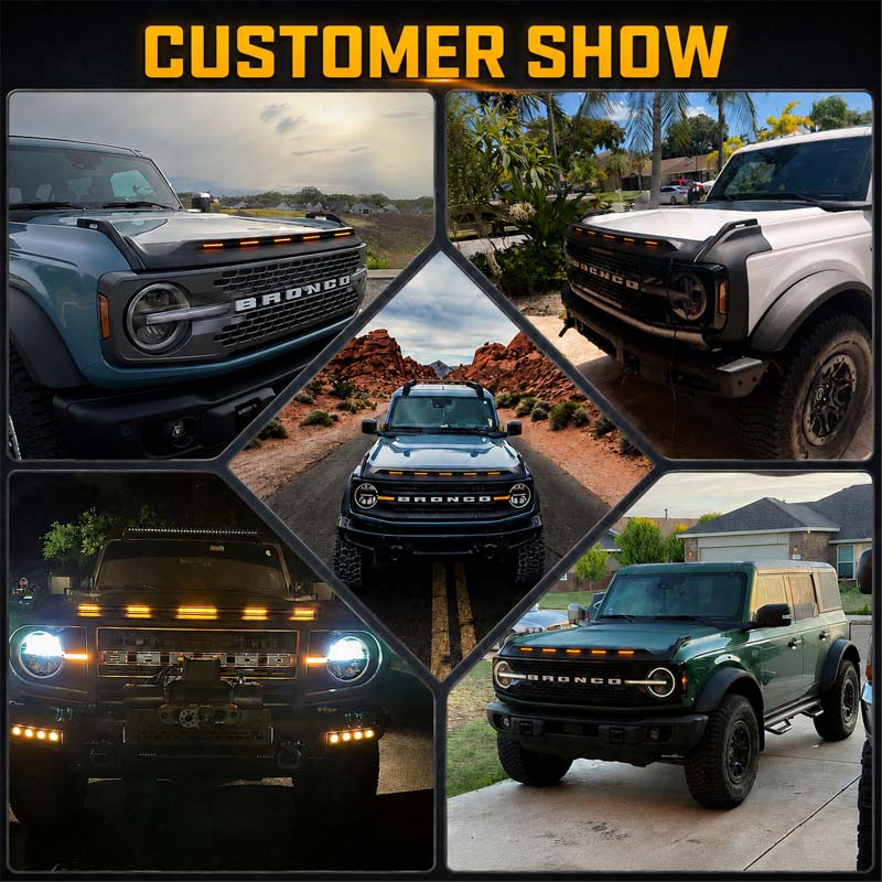 Front Hood Protector with DRL and Turn Signals for 2021-2026 Ford Bronco