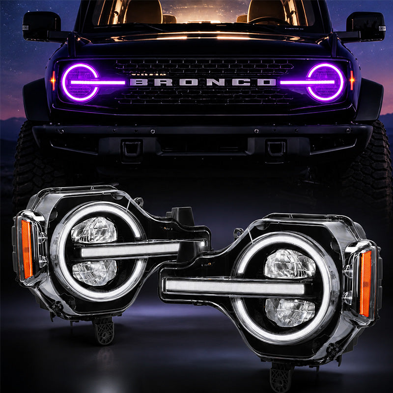 Raptor Style RGB Headlights For Ford Bronco 2021-2026