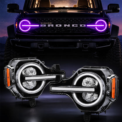 Raptor Style RGB Headlights For Ford Bronco 2021-2026