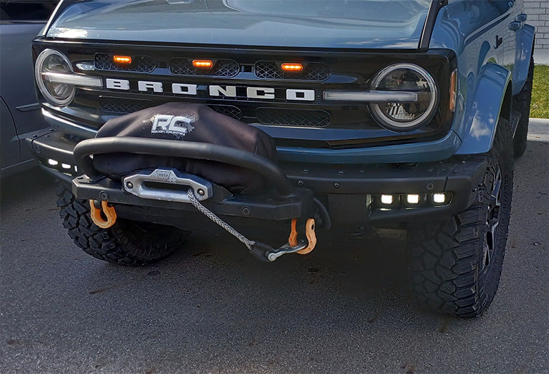 6Pcs Front Mesh Grille Insert with LED Lights for Bronco Big Bend and Outer Banks