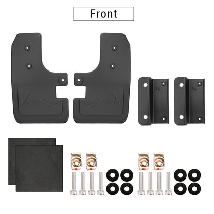 Full mud flap kit with mounting hardware for 2021–2025 Ford Bronco.