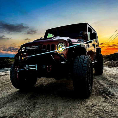 Combo 7 Halo LED Headlights +Turn Signal Lights Kit For Jeep Wrangler 07-18 JK Combo 7 Halo LED Headlights +Turn Signal Lights Kit For Jeep Wrangler 07-18 JK