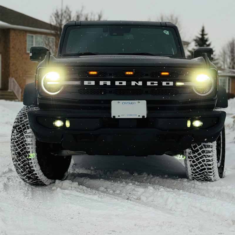 6Pcs Front Mesh Grille Insert with LED Lights for Bronco Big Bend and Outer Banks