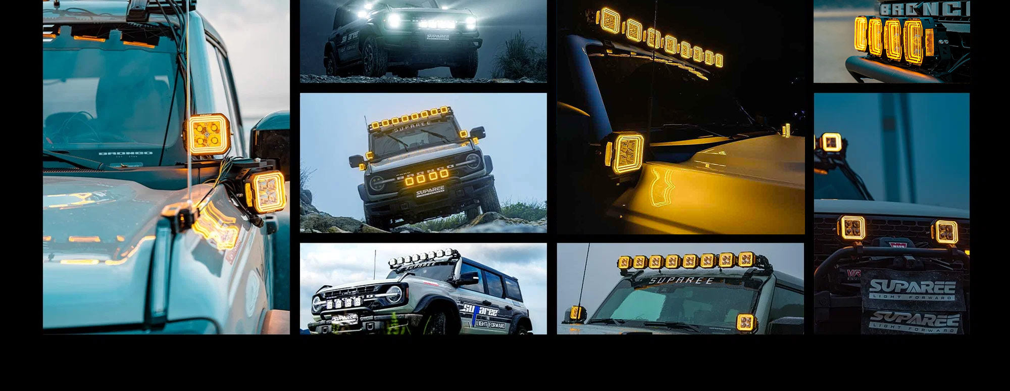Suparee Hyper Series 52 Inch Roof Light Bar for Ford Bronco | 8 Pod Light Kits+Wring Harnes+Roof Mounts desktop banner
