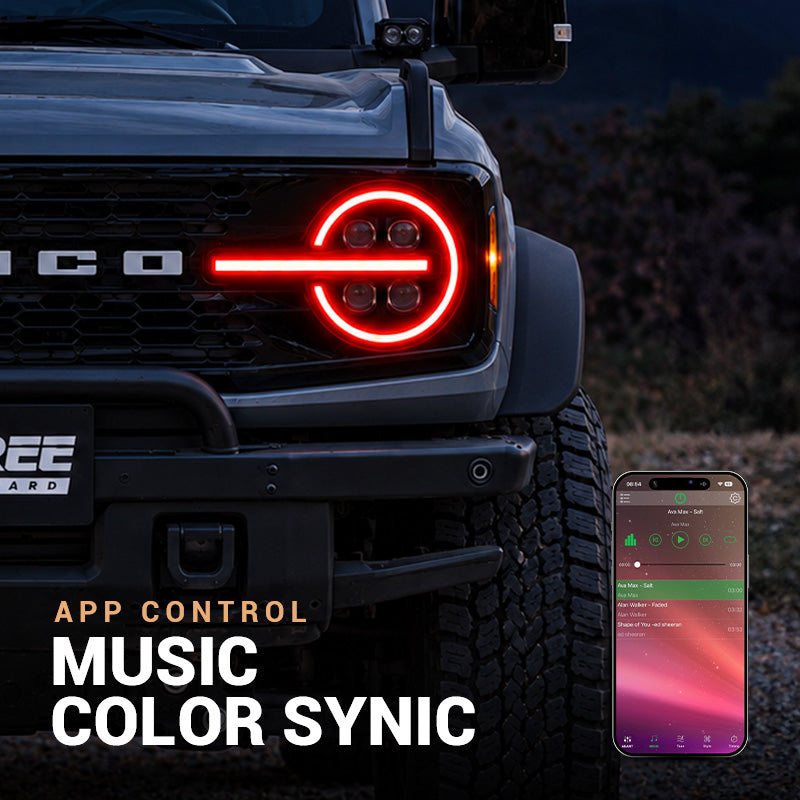 Bronco headlights-music color synic
