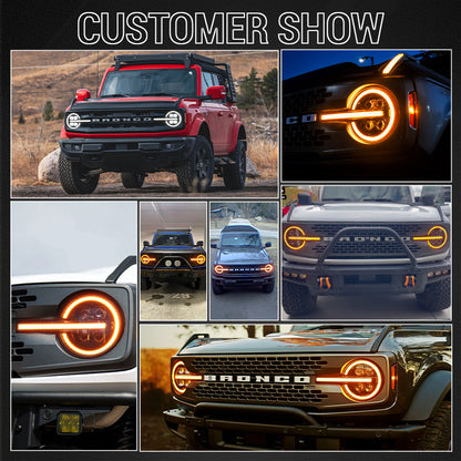 Bronco headlights customer show