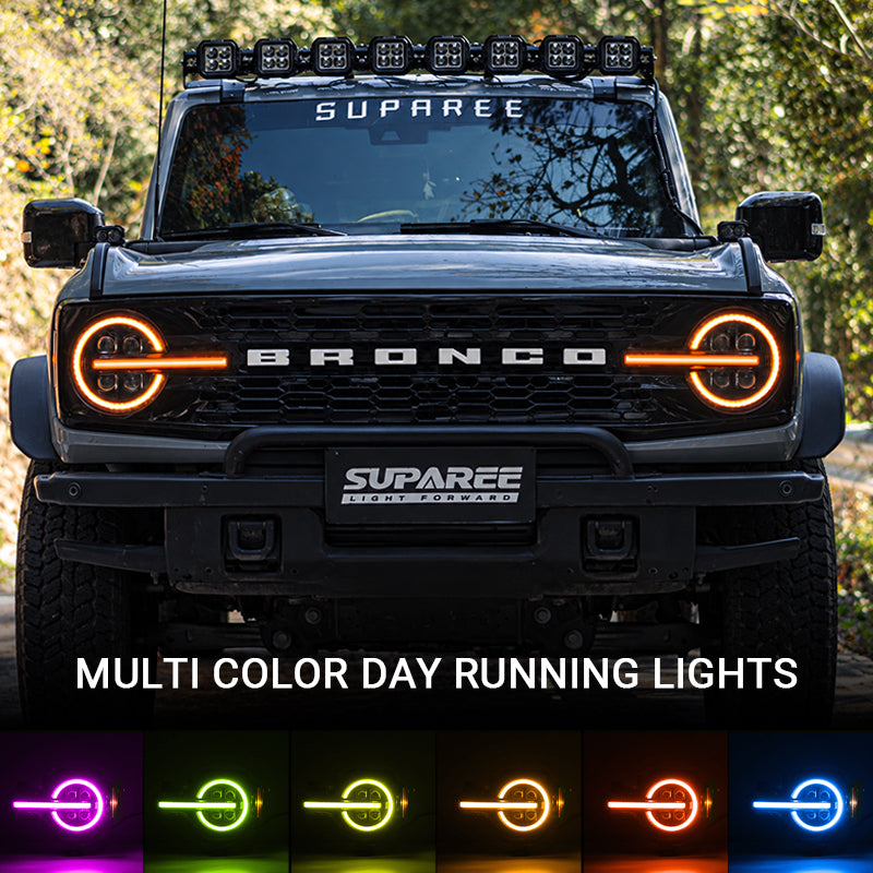 Bronco headlights muti color day running lights