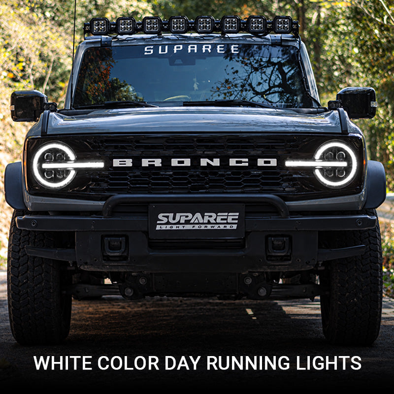 Bronco headlights white color day running lights