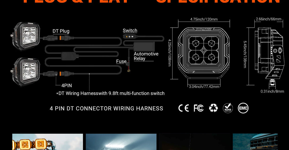 Suparee Hyper Series 52 Inch Roof Light Bar for Ford Bronco | 8 Pod Light Kits+Wring Harnes+Roof Mounts desktop banner