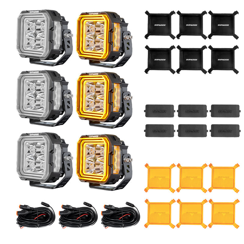 Suparee Hyper Series 52 Inch Roof Light Bar for Ford Bronco | 8 Pod Light Kits+Wring Harnes+Roof Mounts