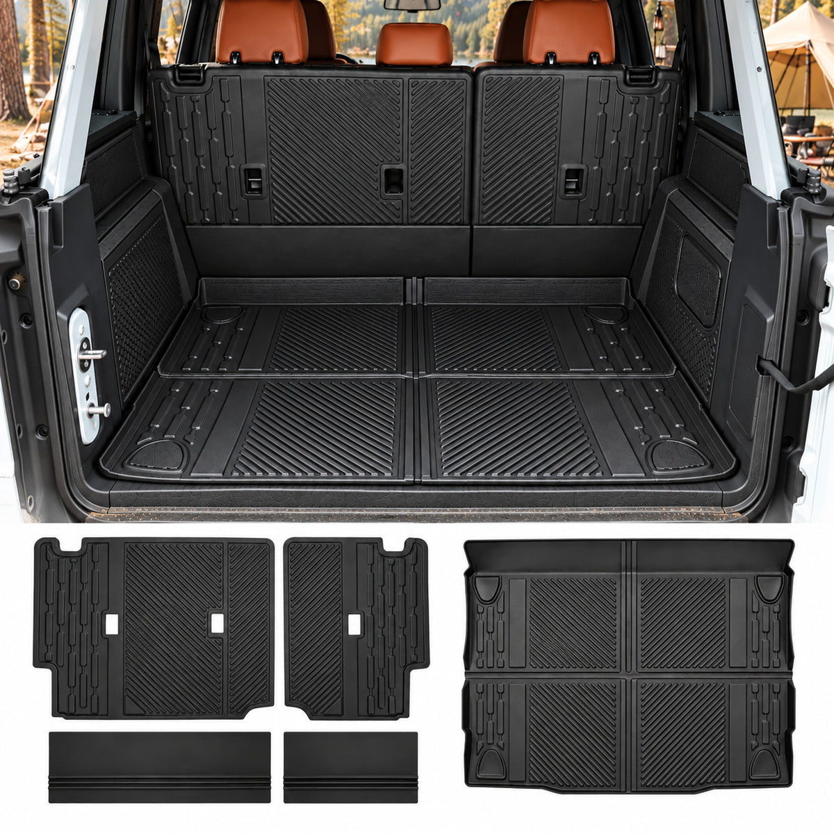 Rear Seat Protector Mat+Trunk Mat for Ford Bronco 4 Door