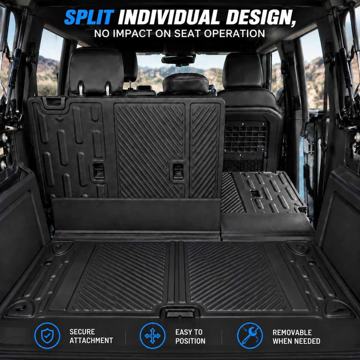 Rear Seat Protector Mat+Trunk Mat for Ford Bronco 4 Door