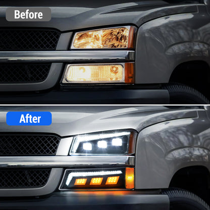 LED Projector Headlights with Turn Signals Assembly for 03-06 Chevrolet Silverado