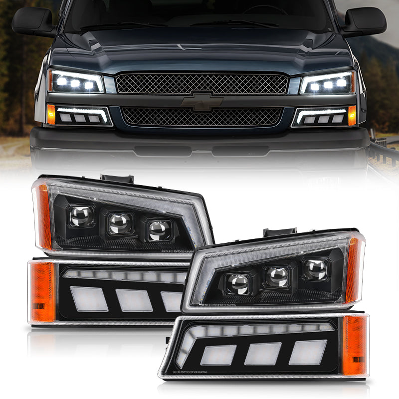 LED Projector Headlights with Turn Signals Assembly for 03-06 Chevrolet Silverado