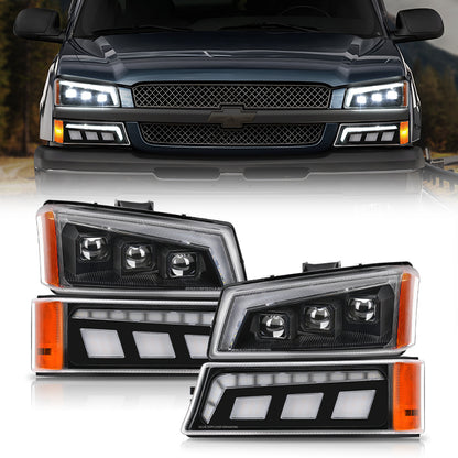 LED Projector Headlights with Turn Signals Assembly for 03-06 Chevrolet Silverado